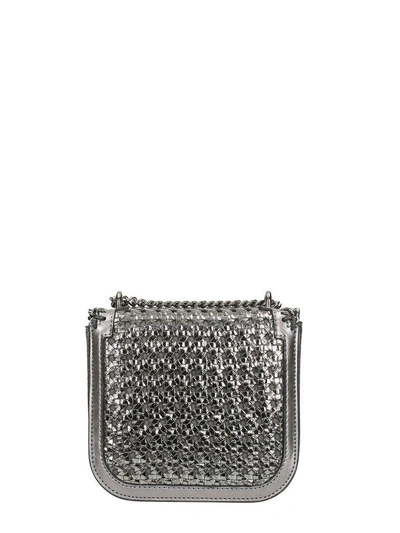 Shop Stella Mccartney Wicker Falabella Box Mini Shoulder Bag In Silver