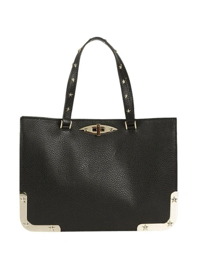 Red Valentino Star Studded Tote In Black