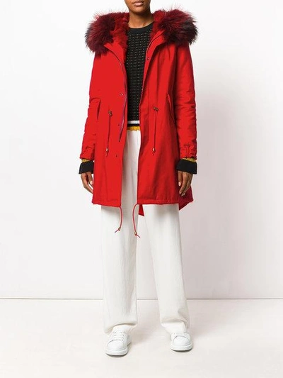 Shop Furs66 Parka Canvas Coat - Red