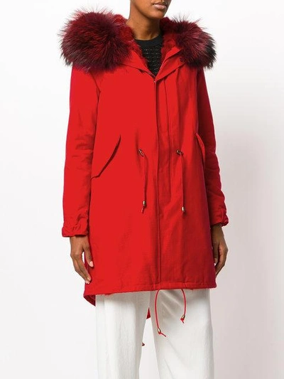 Shop Furs66 Parka Canvas Coat - Red