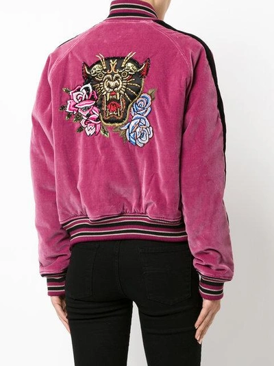 Shop As65 Flower-embroidered Bomber Jacket In Pink