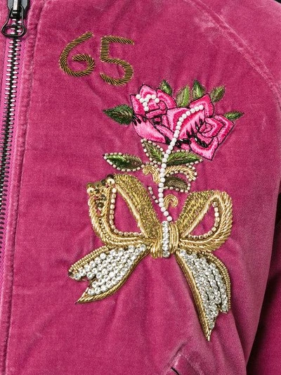 Shop As65 Flower-embroidered Bomber Jacket In Pink