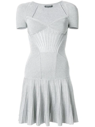 Shop Alexander Mcqueen Knit Mini Dress In Metallic