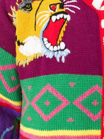 Shop Gucci Tiger Intarsia Knit Cardigan - Multicolour