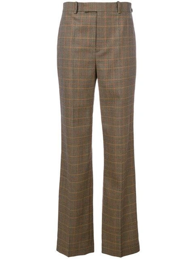 Shop Ralph Lauren Collection Checked Flared Pants - Nude & Neutrals