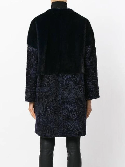 Shop Liska Mid-length Fur Coat In Dunkelblau