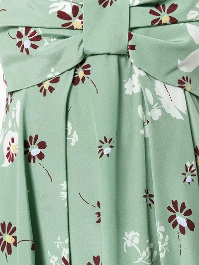 Shop Valentino Floral Print Strapless Gown In Green