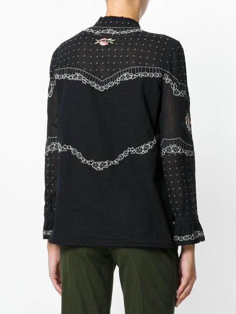 Vilshenko Woman Embroidered Cotton-voile Shirt Black | ModeSens
