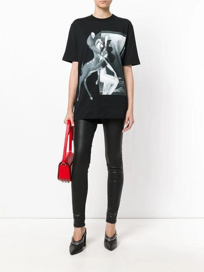 Givenchy Oversized Bambi Cotton Jersey T shirt In Black/white