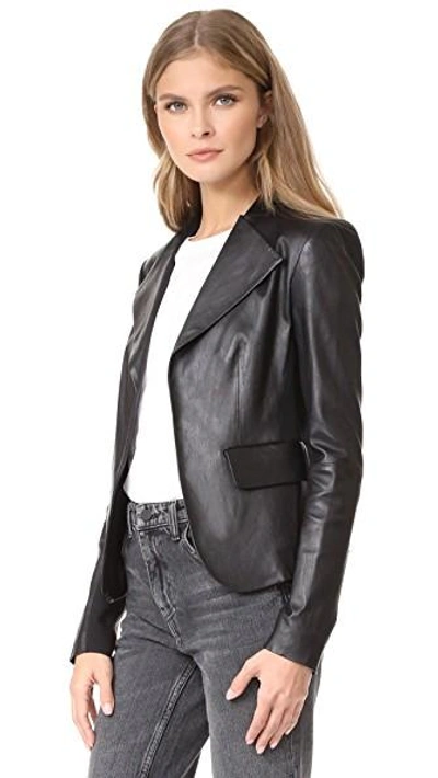 Shop Theory Peplum Leather Jacket In Black