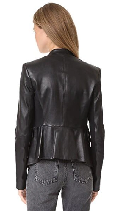 Shop Theory Peplum Leather Jacket In Black