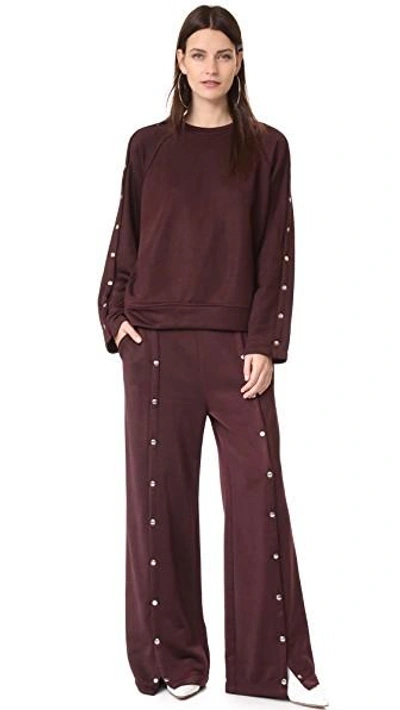 Shop Alexander Wang T French Terry Track Pants In Burgundy
