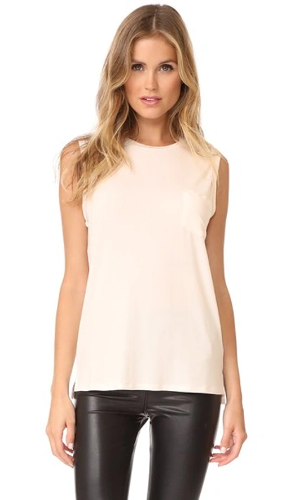 David Lerner Crew Neck Rolled Muscle Tee In Pearl