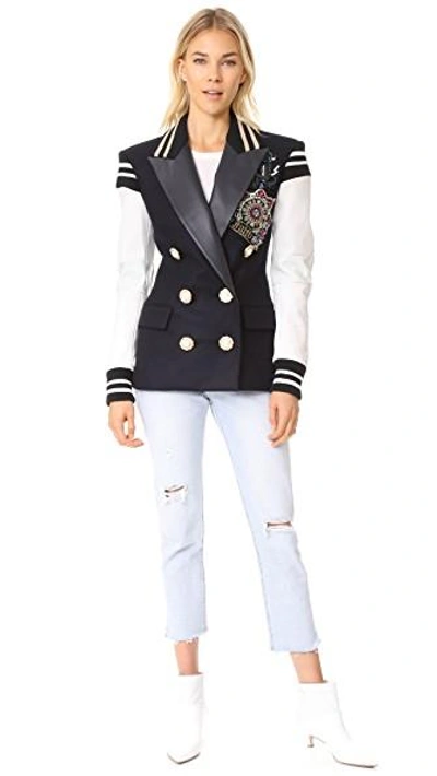 Shop Faith Connexion Embroidered Jacket In Navy