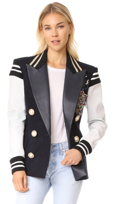 Shop Faith Connexion Embroidered Jacket In Navy