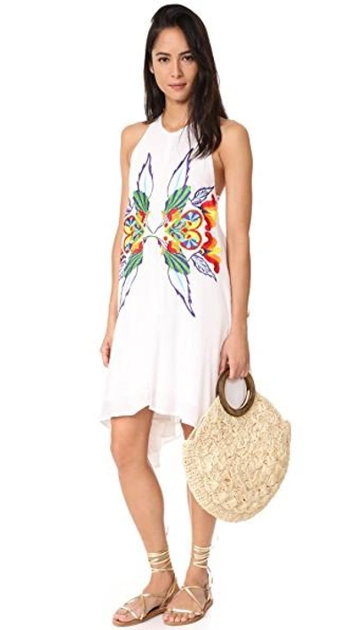 Shop Chloe Oliver High Neck Embroidered Swing Dress In White