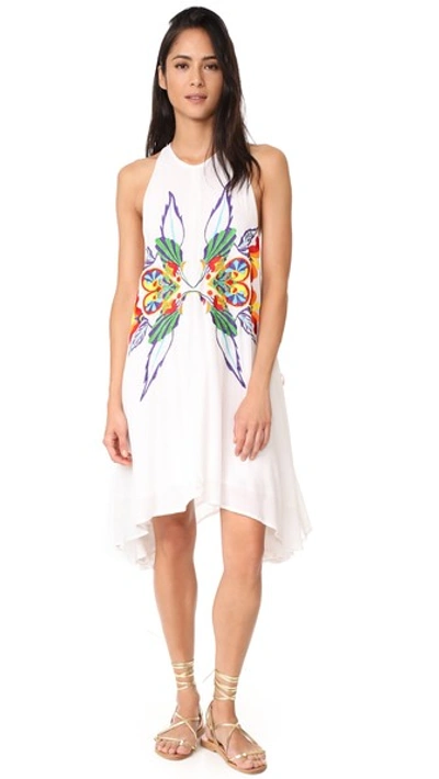 Chloe Oliver High Neck Embroidered Swing Dress In White