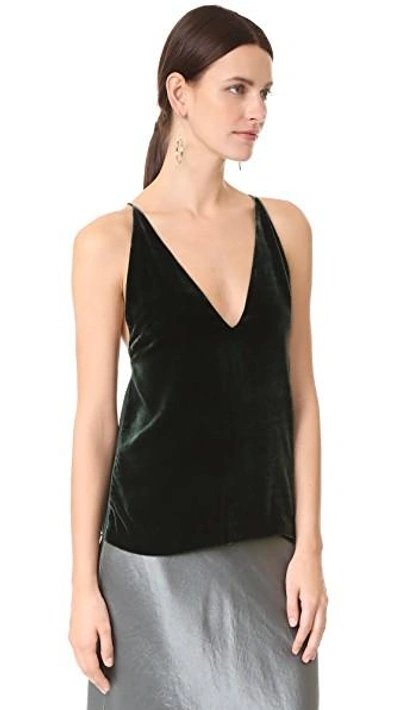 Shop Dion Lee Velvet Cami In Deep Green