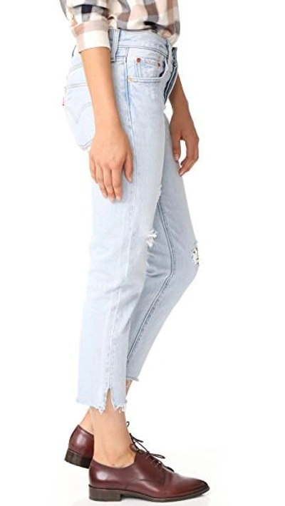 Shop Levi's 501 Cropped Taper Jeans In Bowie Blue