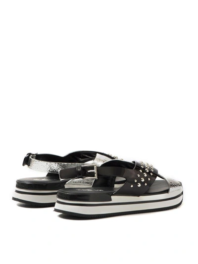Shop Hogan Sandals - H257 In Black/silver