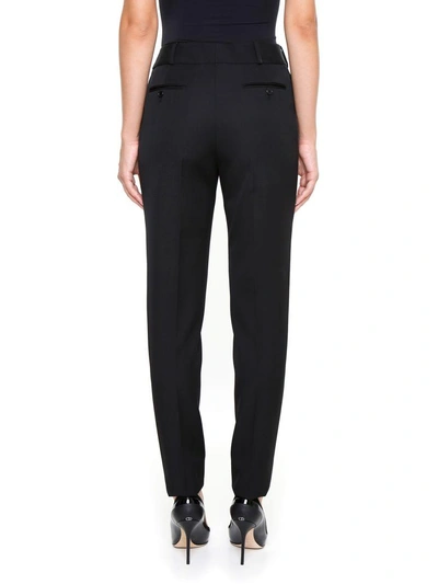 Shop Saint Laurent Trousers With Satin Bands In Nero|nero