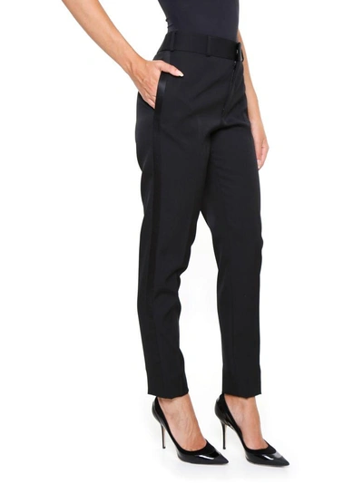 Shop Saint Laurent Trousers With Satin Bands In Nero|nero