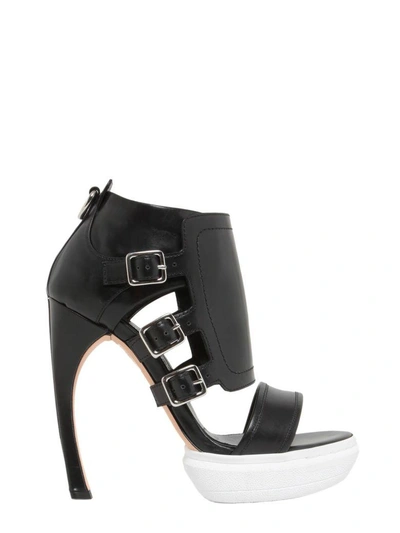 Shop Alexander Mcqueen Leather Sandal In Nero