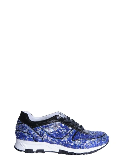 Shop Lanvin Sneaker Running With Sequins In Blu