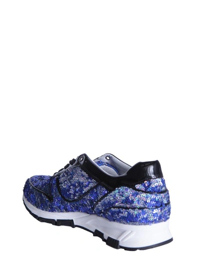 Shop Lanvin Sneaker Running With Sequins In Blu