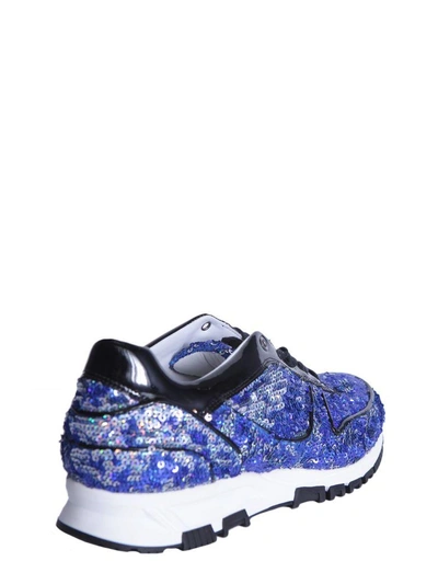 Shop Lanvin Sneaker Running With Sequins In Blu