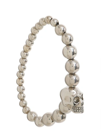 Shop Alexander Mcqueen Skull Bracelet In Argento