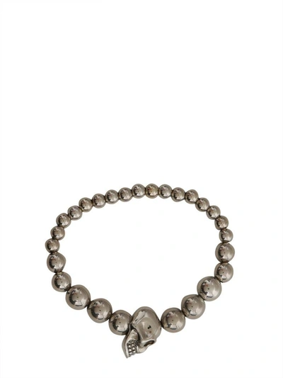 Shop Alexander Mcqueen Skull Bracelet In Argento