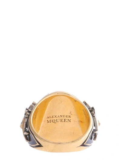 Shop Alexander Mcqueen Signet And Skull Ring In Nero