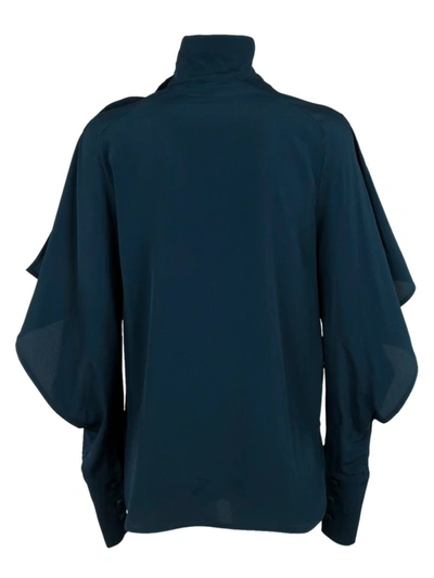 Shop Marni Draped Juliet Sleeve Blouse In Blue