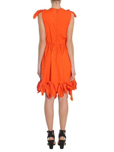 Shop Msgm Bow Detail Dress In Arancione