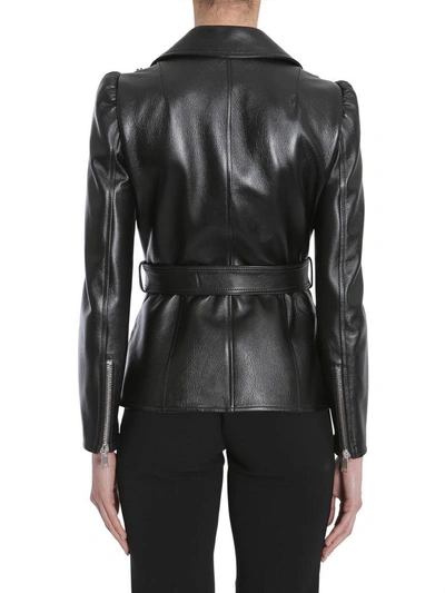 Shop Alexander Mcqueen Leather Biker Jacket In Nero