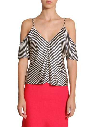 Alexander Wang T Striped Silk Top In Ivory