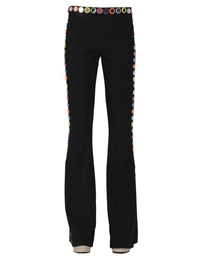 Shop Moschino Mirror Embellished Trousers In Nero