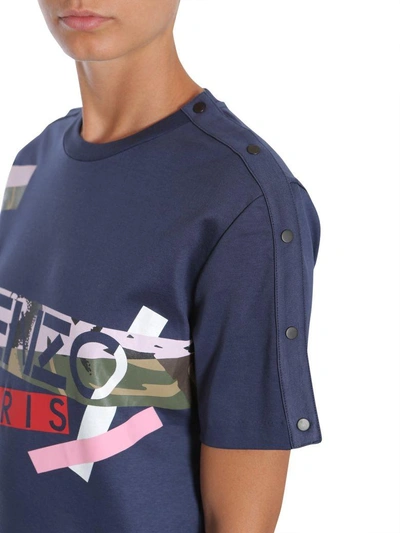 Shop Kenzo Camo Broken Print T-shirt In Blu