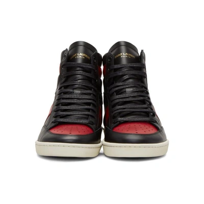 Shop Saint Laurent Black And Red Court Classic Sl/10h High-top Sneakers In 1074 Black/red