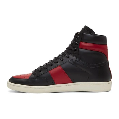 Shop Saint Laurent Black And Red Court Classic Sl/10h High-top Sneakers In 1074 Black/red