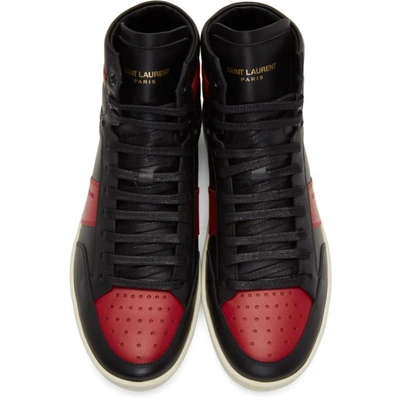 Shop Saint Laurent Black And Red Court Classic Sl/10h High-top Sneakers In 1074 Black/red