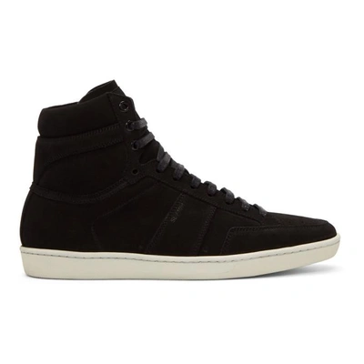 Shop Saint Laurent Black Suede Court Classic Sl/10h High-top Sneakers