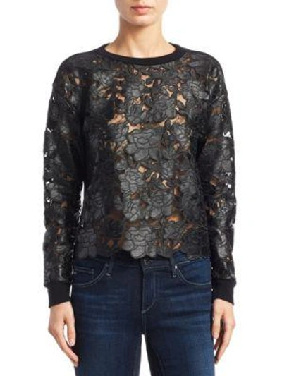 Shop Alice And Olivia Jesse Laced Sweater In Black