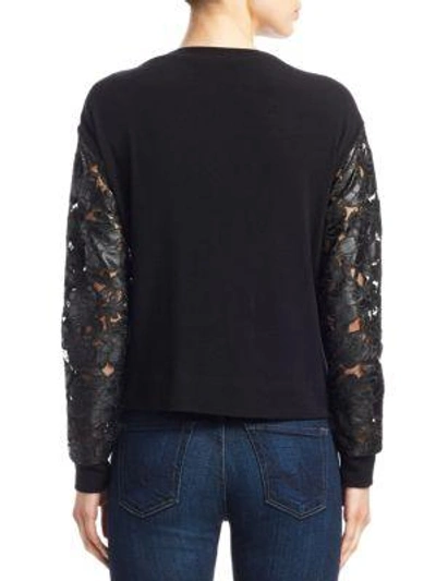 Shop Alice And Olivia Jesse Laced Sweater In Black