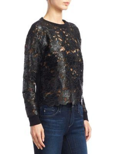 Shop Alice And Olivia Jesse Laced Sweater In Black
