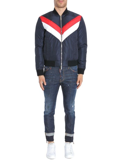 Shop Dsquared2 Striped Down Jacket In Multicolor