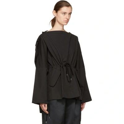 Shop Craig Green Black Slash Neck Hooded Blouse