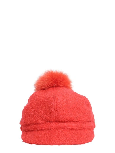 Shop Borsalino Bouclé Wool Cap In Rosso
