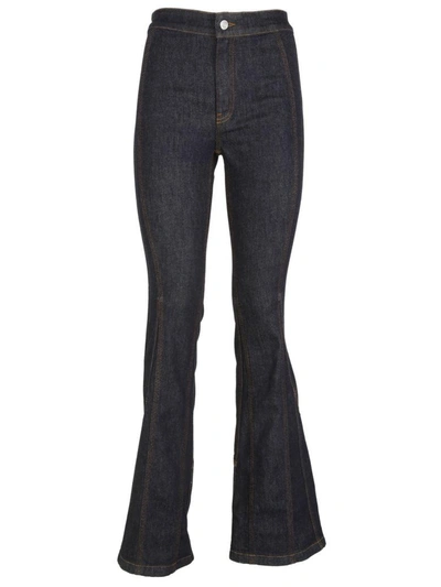 Shop Givenchy Fitted Bootcut Jeans In Dark Blue